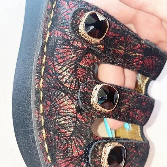 Alegria Kacee Drama Red Black Three Strap Sandals - Picture 10 of 12